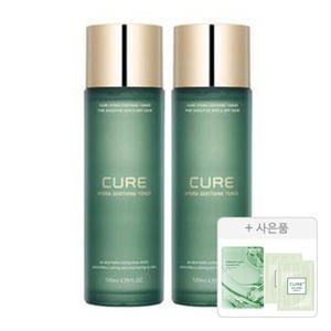 김정문알로에 큐어 하이드라 수딩 토너 130ml, 2개 +  증정(리알로에 피토 그린 앰플 마스크 30ml, 1매 + 안티에이징 크림, 2ml, 2개)