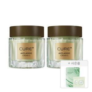 김정문알로에 큐어 안티에이징 크림S, 2개 + 증정(피토 그린 앰플 마스크팩, 1개 + 안티에이징 크림, 2ml, 2개)