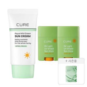 김정문알로에 에어라이트 UV쉴드 선스틱 20g, 2개+아쿠아 마일드 선크림 40ml, 1개+증정(리알로에 피토 그린 앰플 마스크 30ml, 1매)