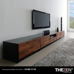 [더젠] 브렌츠 멀바우 고급원목 2700거실장세트1(상판흑경)