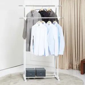 화이트 더블 이동식 2단 행거