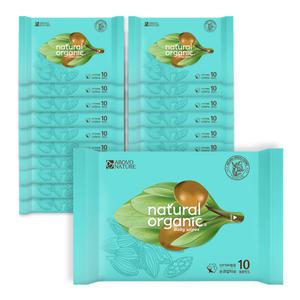 네츄럴오가닉 아기물티슈 프리미엄 플레인 휴대용 손입티슈10매[20팩]