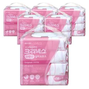 크리넥스 수앤수(실키소프트) 물티슈 캡형 58Px24개(1박스)