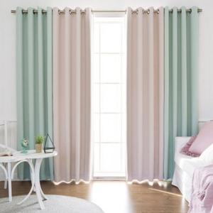 디망쉬솔리드 암막커튼 4장 세트 민트 + 베이비핑크