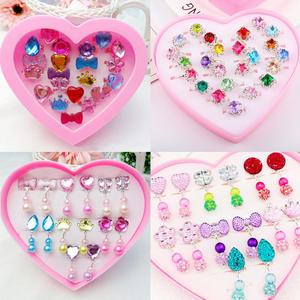 어린이 귀걸이 반지 아동 여아 키즈 유아 생일 선물 다이아 보석 공주 패션 악세사리 귀찌 세트