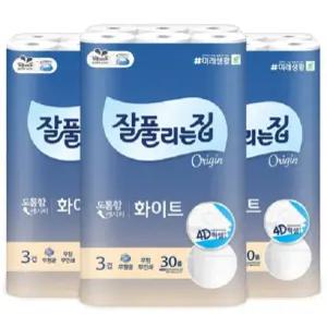 잘풀리는집 화이트 28MX30롤x3팩