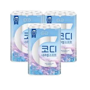 [코디] 내추럴소프트 화장지 27Mx30롤 3팩