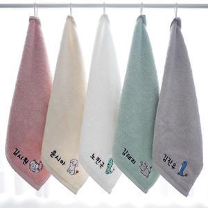 KC인증 이름자수 40수 코마사 어린이집 고리수건 캐릭터 5매 세트