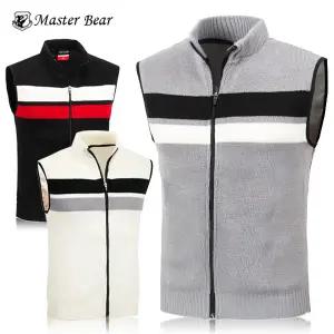 제로골프 남성용 풀집업 배색 골프 니트 조끼 베스트