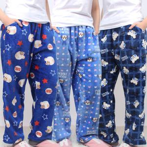 남성 커플 캐릭터 홈웨어 국내산 밍크 수면 9부 파자마 잠옷바지