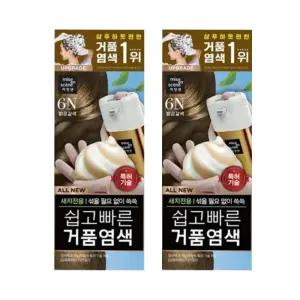 미쟝센 올 뉴 쉽고빠른 거품 염색약 6N 밝은갈색 2개