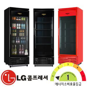 국내산 1등급 LG콤프 음료냉장고 FRE-465RF 올블랙 레드 유리 냉장 쇼케이스 꽃 음료수 업소용 냉장고