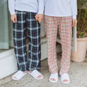 (제이지몰)면기모 코지 체크 커플 잠옷바지 파자마 주머니