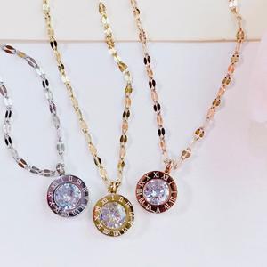 [써지컬스틸] 로마 크리스탈 목걸이(여리체인)