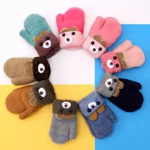 [보리보리/나린키즈]유아용 곰돌이얼굴 손모아 장갑 니트 엄지 장갑