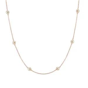 14K 목걸이 레이어드 4mm 진주 체인