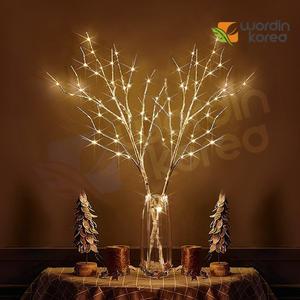 자작나무 LED 나뭇가지 조명 80cm 자동 타이머 인조 조화 장식 화이트 가지 인테리어 소품 유선 무선 겸용