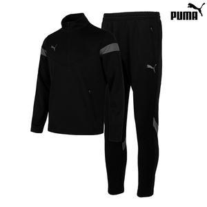 [푸마] 남성 겨울 기모 아이코닉 운동복 트레이닝복 세트 블랙