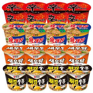 농심 컵라면 큰사발 4입 4종 세트 7 신라면 육개장 새우탕 튀김우동
