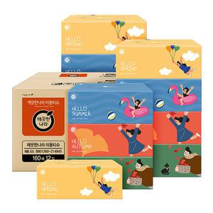 깨끗한나라 미용티슈 160매, 12개