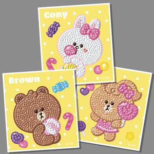 DIY 보석십자수 스위트 미니 브라운 10x11cm 스티커형 비즈