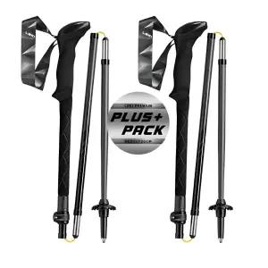 레키 플러스팩 블랙시리즈 FX 카본 4단 등산스틱 1세트 접이식 트레킹 지팡이