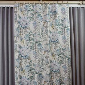 블루 튤립 나염 거실 창문 안방 커튼 꽃무늬 화사한 사계절 커텐