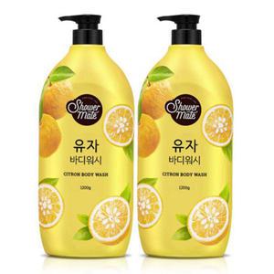 샤워메이트 내추럴 대용량 바디워시 유자 1200g 2개
