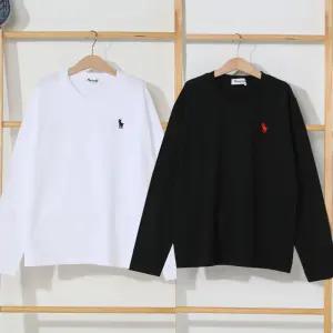 주니어 아동 초등학생 단체 기본 면 흰색 검정 라운드 티셔츠 말 자수 긴팔 티