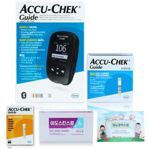 아큐첵 가이드 당뇨 검사 혈당측정기 측정지 세트[혈당계+시험지 50매+정품침 110개+솜 100개+수첩]