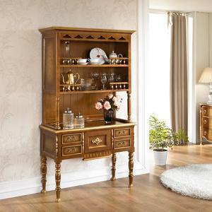 피오 엔틱 원목 그릇장 오픈 장식장