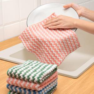 (코어무역) 빨아쓰는 양면 요술행주 극세사 물결 무늬 만능행주 5p세트 색상랜덤 30x30cm