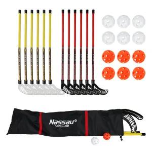 낫소 플로어볼세트 스틱+공+가방 탄성우수 좌우겸용 실내하키