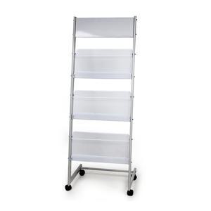 3단 바퀴형 잡지꽂이(그레이) JH-611 잡지 신문 진열대 거치대 선반 수납장 책장 책꽂이 신문꽂이