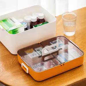 반투명 2단 약상자 손잡이 구급 응급 분리 보관