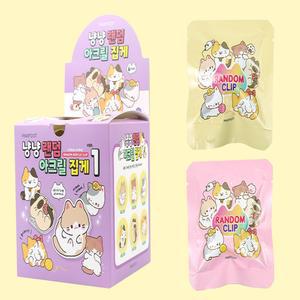 고양이 집게 랜덤 상자 뽑기 동물 아크릴 문구집게 30EA
