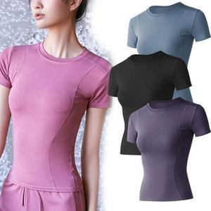 [XBF5MI8P]여성 스포츠 웨어 요가 필라테스 운동복 반팔