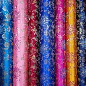 칠색금사단 6색 꽃무늬 플라워 폴리에스터 한복 원단 비단 양단 천 만들기