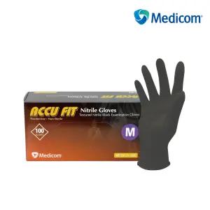 메디컴 아큐핏 두꺼운 니트릴장갑 [블랙] 100매입 식품용 고무 위생장갑 글러브 비츄인
