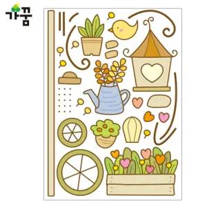 가꿈 벽면 스티커 꽃자전거 (1장) (NO.257)/인테리어/셀프/데코/꾸미기/꾸밈/예쁜/스티카/어린이방/가정용