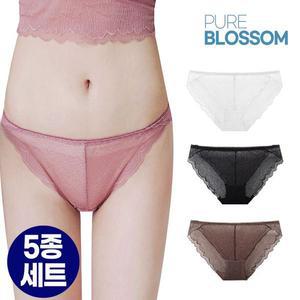[NS홈쇼핑][퓨어블라썸] [5종세트] 풀 레이스 하이레그 누디 팬티/빅사이즈..[34576761]
