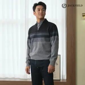 [잭필드][1종]체크 톤온톤 레이어드 셔츠니트_네이비