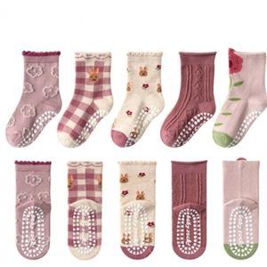 아동양말 발바닥전체 미끄럼방지 보라꽃토끼 케어삭스 유아 아동 사계절양말