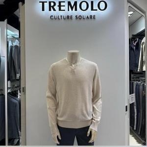 트레몰로 HC09 긴팔 니트 티셔츠 (주)세정 남성 가을 간절기 물세탁 아이보리 라운드