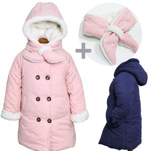 두툼해 안감퍼 아동롱패딩점퍼 + 목도리세트 여아 남아 겨울외투 여아 남아패딩 초등학생점퍼