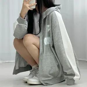 윌비 오버핏 후드집업 3컬러 배색 레터링 오버핏 가을아우터 학생집업