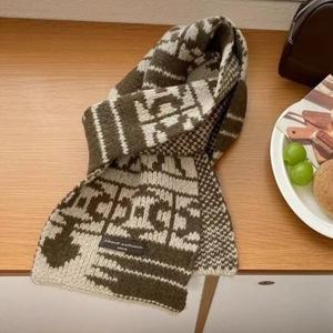 [기타][애슬릿] 울 100 패턴 뜨개 니트 머플러 겨울 목도리