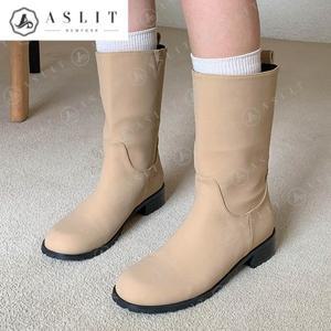 [애슬릿] 여성 뒷 고리 웨스턴 겨울 미들 하프 부츠