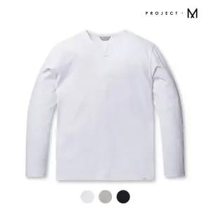 [프로젝트엠][프로젝트엠] 남성 소재변형 슬릿넥 긴팔티_EPD3TR1502