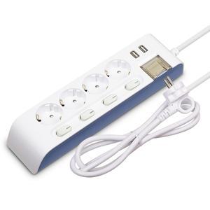 현대일렉트릭 하이탭 4구 16A USB 개별스위치 멀티탭 (1.5m) (밀알)